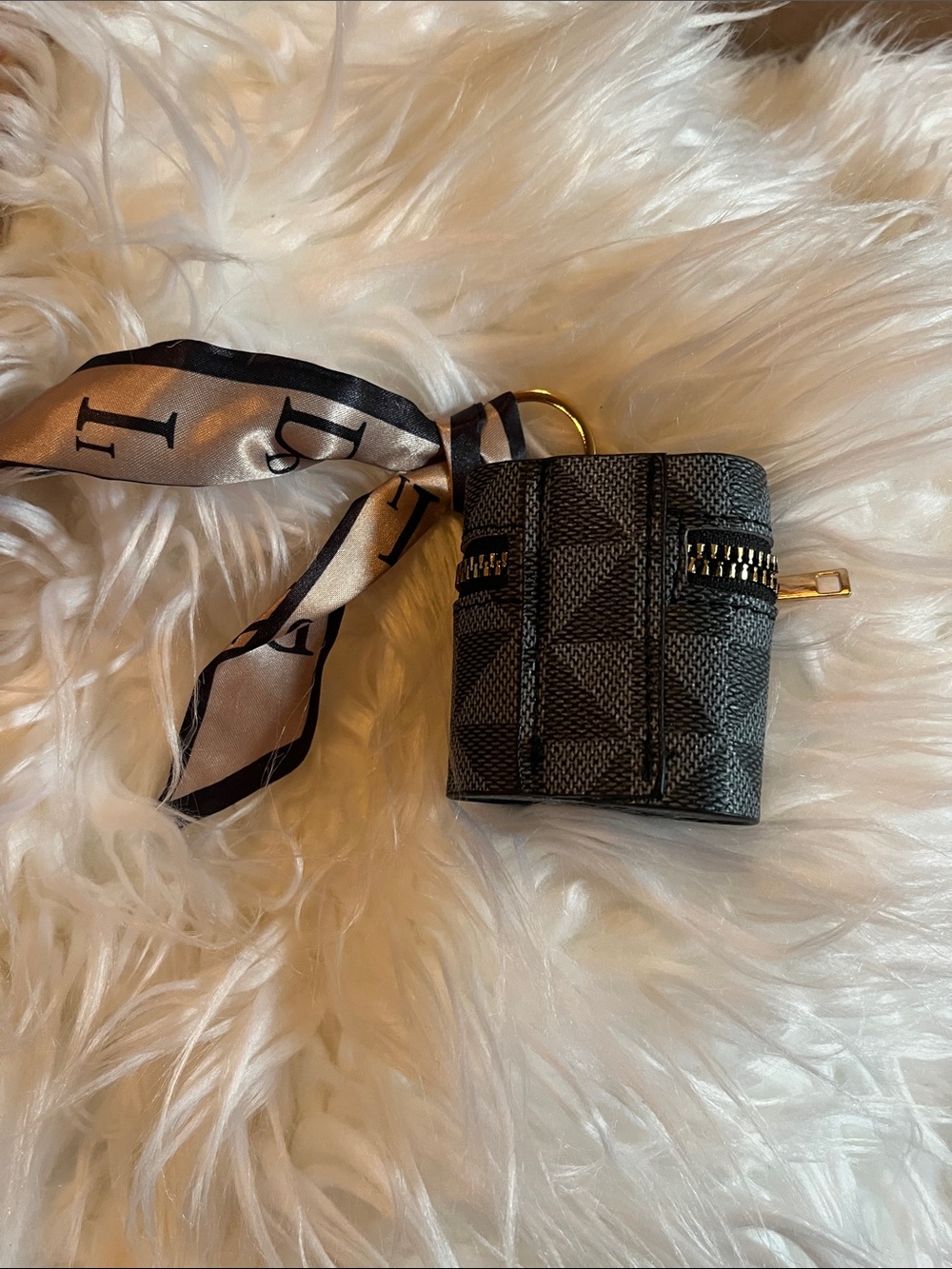 Designer-Inspired Black Textured Leather Mini Pouch with Gold Hardware fashion b